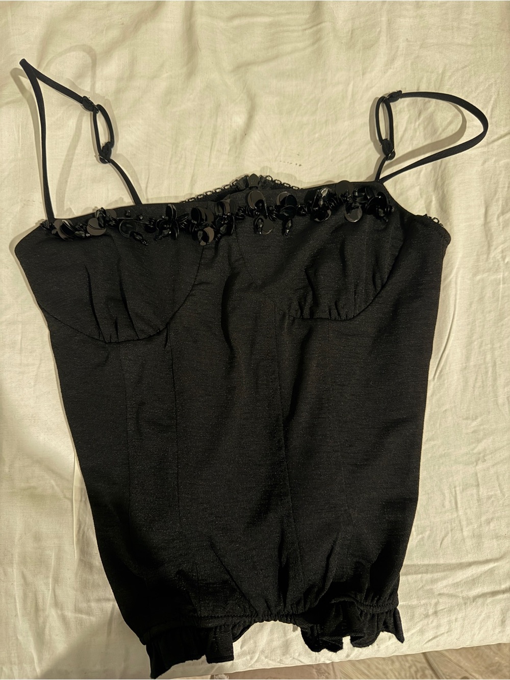 Dries Van Noten Black Sequin-Trim Camisole